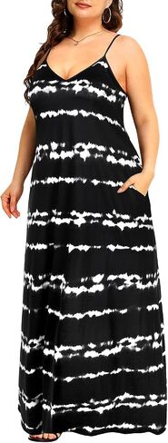 Pinup Fashion Women's Summer Maxi Dress Plus Size Sleeveless Spaghetti Strap Beach Long Dresses in Saudi Arabia