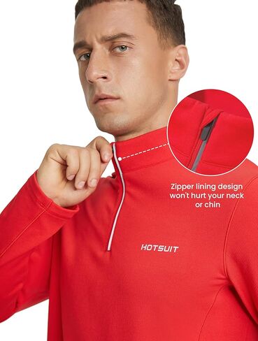 HOTSUIT 1/4 البريدي البلوز رجالي تشغيل قميص ربع البريدي كنزة صوف كم طويل سريعة الجافة خفيفة الوزن عاكسة in Kuwait