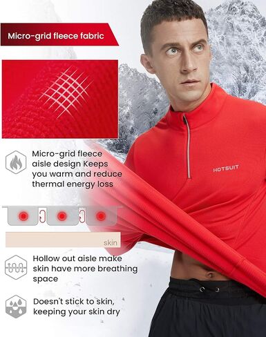 HOTSUIT 1/4 البريدي البلوز رجالي تشغيل قميص ربع البريدي كنزة صوف كم طويل سريعة الجافة خفيفة الوزن عاكسة in Kuwait