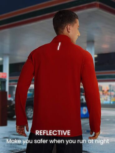 HOTSUIT 1/4 البريدي البلوز رجالي تشغيل قميص ربع البريدي كنزة صوف كم طويل سريعة الجافة خفيفة الوزن عاكسة in Kuwait