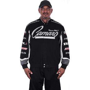 JH DESIGN GROUP Men's Chevy Camaro Collage Embroidered Cotton Twill Jacket