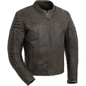 First Mfg Co - Commuter - Men's Motorcycle Biker Riding Black Leather Jacket
