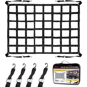 Cargo Net for Pickup Truck Bed Adjustable 42"x50" Truck Bed Cargo Netting with S-Hook Fittings 2" Wide Heavy Duty Small Trunk Cargo Nets Automotive Carrier for SUV Car Trailer