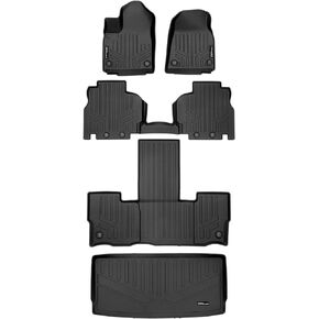 SMARTLINER All Weather Custom Fit Black 3 Row & Cargo Liner Behind The 3rd Row Floor Mat Liner Set Compatible with 2022-2023 Jeep Wagoneer (7 Passenger Model)