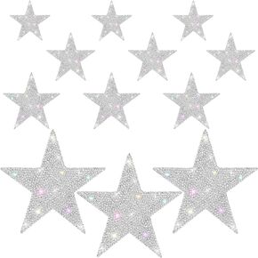 12 Pieces Rhinestone Car Stickers Glitter Star Stickers, Self-Adhesive Crystal Car Stickers, Bling Star Decals Auto Decals Stickers Decoration for Cars Bumper Window Laptops Luggage