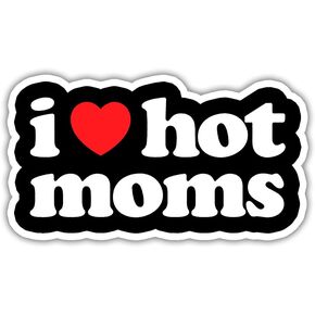 3 Pcs/Pack - I Love hot Moms Sticker 3"x4" Funny Red Heart Sticker for Tablet Laptop Wall Window Bumper Water Bottle Tumbler Helmet Car Trucks Vans A4-24072127