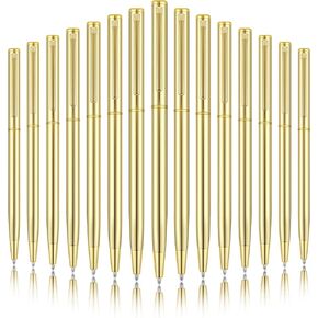 Zonon Gold Metal Slim Ballpoint Pens Bulk Retractable Metallic Black Ink 1 mm Medium Point Smooth Writing Pens for Wedding Business Office Supplies Students Teachers Men Women Present(15 Pieces)