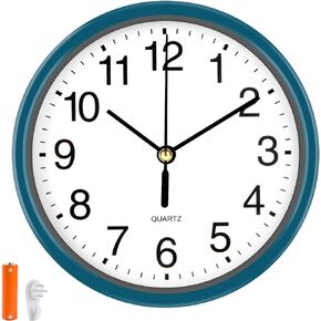 Silent Wall Clock Non Ticking, 6 Inch Wall Clocks Battery Operated, Small Analog Clock for Bedroom Home Office Kitchen Bathroom School, Easy to Read (Color : Black)