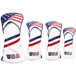 4pcs/Set 1 3 5 UT Golf Head Covers USA Stars and Stripes Driver Fairway Wood Hybrid Head Covers