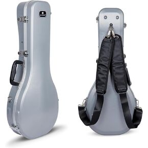 Crossrock ABS Hardshell Case-Fits Most A-Style Mandolins, with Interior Compartment, Backpack Straps-Silver (CRA862MASL)