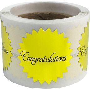 Congratulations Stickers Metallic Gold Seals 1 Inch 100 Adhesive Labels
