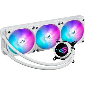 مبرد سائل وحدة المعالجة المركزية ROG Strix LC III 360 ARGB White Edition الكل في واحد مع كتلة مياه قابلة للدوران 360 درجة، ومضخة Asetek الجديدة Gen7 v2، ومراوح ROG ARGB المتميزة، وأكثر من 10 تأثيرات إضاءة Aura مخصصة