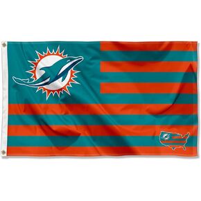 Miami Dolphins USA American Nation Stripes 3x5 Grommet Flag