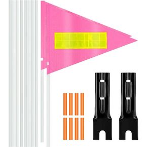 Bike Safety Flags with Pole, Adjustable Height Safety Bicycle Flag 6.23 FT with Reflective Stripe Heavy Duty Tear-Resistant Waterproof Flag Banner for Kids, Chairwheels (Red and Yellow)