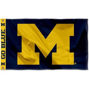 College Flags & Banners Co. Michigan Team University Wolverines Printed Header 3x5 Foot Banner Flag