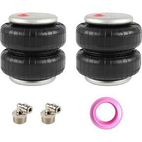 2PCS Universal Air Suspension Spring Double Bellow Standard 2500 lb 1/2"npt Single Port Air Ride Strut Assembly w/Air Hose Fittings