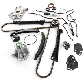 3R2Z-6A257-DA Engine Timing Chain Kit with Oil & Water Pump Fits for 2005-2009 F150 F250 F350 5.4L V8 for 2005-2010 NAVIGATOR 5.4L V8 24-Valve Engine