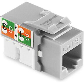 NavePoint 90 Degree Cat5e Keystone Jack, RJ45 Ethernet Connector, Type 110, Gray 50-Pack