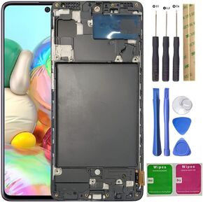 LCD Display Touch Screen Digitizer Assembly with Frame Replacement for Samsung Galaxy A71 4G SM-A715F, SM-A715F/DS, SM-A715F/DSN 6.7"+Tools (NOT for A71 5G)