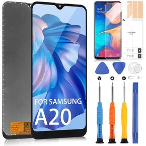 Screen Replacement for Samsung Galaxy A20 LCD Display A205FN A205GN/DS SM-A205F/DSA205YN A205G/DS SM-A205W 6.4" Touch Screen Digitizer Full Assembly with Free Repair Tools