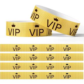 500 PCS VIP Wristbands for Events VIP Plastic Wristbands VIP Paper Wrist Bands Waterproof Identification Wristbands for Party Concert Amusement Festivals Events (Gold)