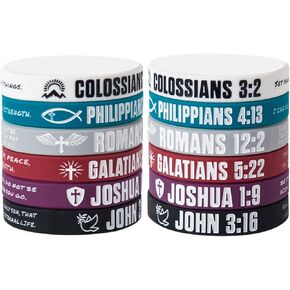 6 Pieces Christian Bible Verses Silicone Wristbands-Popular Bible Verses Faith Rubber Bracelets-Religious Jewelry Gifts-Jesus Bracelet for Men Women