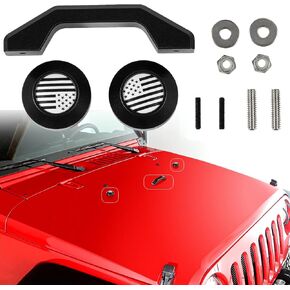 Windshield Bumper Rests & Hood Footman Loop Handle for 2007-2018 Jeep Wrangler JK JKU Sahara Unlimited