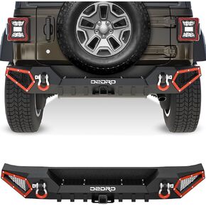 OEDRO Front and Rear Bumper Fit on 2018-2024 Jeep Wrangler JL & Unlimited JLU (2/4 Doors) Rock Crawler Off-Road Bumper w/Winch Plate Mounting & D-Rings & Hitch Receiver
