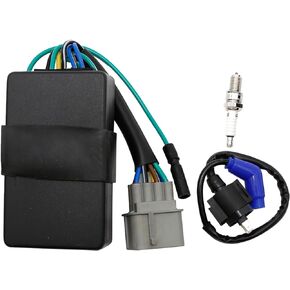 CDI Box Replacement for 30410-HN5-671 Compatible with Honda Rancher 350 TRX350 FE FM TE TM 2000-2005 Ignition Coil + Spark Plugs
