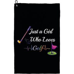 Golf Towels for Golf Bags Women,Golf Gifts for Women，Just A Girl Who Loves Golf Golf Towels，Golf Towels with Clip 16x24
