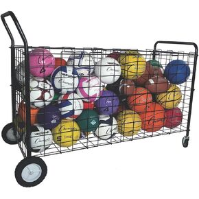 Champion Sports Champion Double Sided Wheeled Ball Locker Cart, Black, Heavy Duty Powder Coated Steel, Holds Up to 30 Basketballs