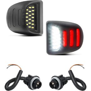 HERCOO LED License Plate Light with Red OLED Neon Tube Lamp Socket Wire Harness Compatible with Cadillac Avalanche Suburban Escalade EXT Tahoe Yukon YL Chevy Silverado GMC Sierra 1500 2500 3500