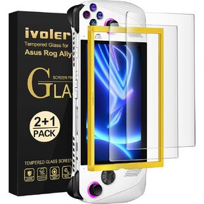 ivoler 2 Packs Screen Protector Compatible with ASUS ROG Ally Gaming Handheld 7 inch 2023 with Alignment Frame Tool, Tempered Glass Protection Film - without air bubbles -Ultra Resistant Hardness 9H