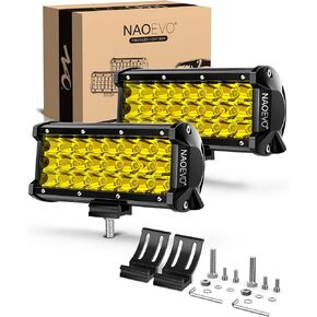 شريط إضاءة LED مقاس 7 بوصات من NAOEVO، مصابيح LED للضباب/القيادة على الطرق الوعرة، مصابيح LED ثلاثية الصفوف بقدرة 50 وات 6000 لومين، مصابيح عمل LED لشاحنة قارب سيارة UTV ATV Jeep، عبوتان (أبيض) in Kuwait