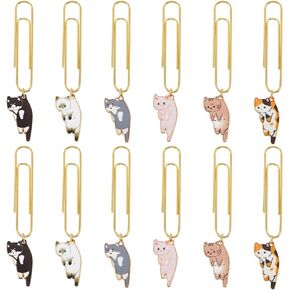 OLYCRAFT 8Pcs Flower Leaf Paperclips Metal Paperclip Planner 3.5 Inch Paper Clip with Flower Leaf Charms Metal Paper Clips for Paper Document Note Sorting and Organizing - Light Gold