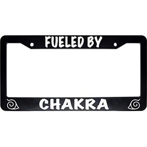 Fueled by Chakra Ninja Black Car Auto License Plate Tag Frame Holder (2 Holes US Standard)