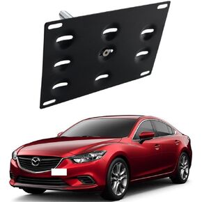 DEWHEL Front Bumper Tow Hook License Plate Mount Bracket Holder Bolt On for 2014-up Mazda3 2014-up Mazda6 2013-up Mazda CX-5 2016-up Mazda MX-5