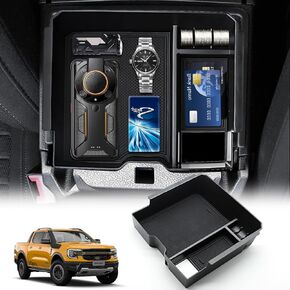 For 2024 Ford Ranger Center Console Organizer, for 2024 Ford Ranger Accessories Armrest Tray Organizer, for 2024 Ranger Raptor Console Insert Storage Box (for Electric Handbrake Version)
