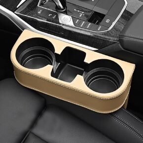 gunhunt 1 PC Car Seat Crevice Storage Box, Leather Water Cup Holder, Front Seat Console Side Storage, Universal Interior Storage Accessories, for Mobile Phone, Wallet, Key (Beige)