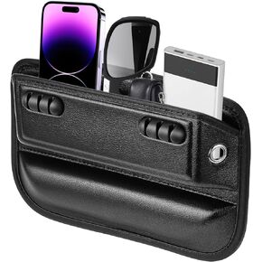 Welltop Car Seat Gap Filler, Leather Car Seat Organizer, Car Seat Storage Box to Fill the Gap between Seat & Console, Front Seat Storage Organizers Car Accessories for Phones, Glasses, Keys, Cards in Kuwait