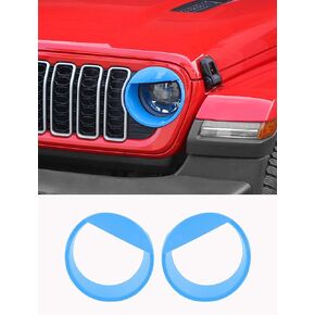 Savadicar Angry Headlight Covers for 2024+ Jeep Wrangler (JL) & Gladiator (JT) - Personalize Your Vehicle Appearance with Headlamps Bezels, Exterior Trim Accessories, Baby Blue