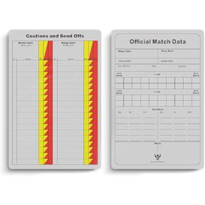 | Soccer Referee Game Cards Pro | 50 Pack | Double Sided Thick Print Match Data Record Set | Fits Pocket