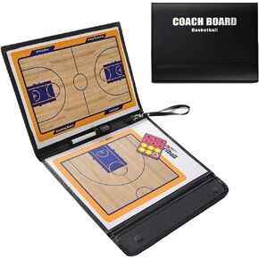 Basketball Coaching Board Coaches Tactics ClipBoard Kit, Tactical Layout Notebook, PU Leather Cover, Dry-Erase Strategy Magnetic Clipboard with NotePage (Black)