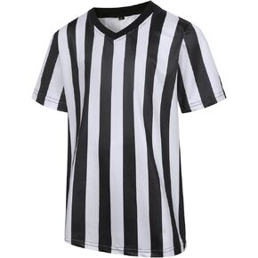 Children's Referee Shirt Kids Black and White Stripe Ref Halloween Costume for Basketball, Football, Soccer