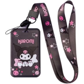 Kuluomi Cute Badge Card Holder with Lanyard, ID Credit Card Holder Purse Pouch Card Case Neck Pouch Wallet Durable Card Holder for Students Teens