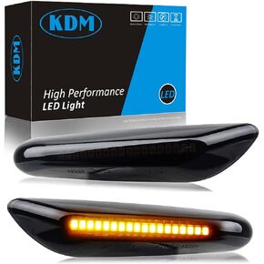 KDM Led Fender Side Marker Lights Fit for BMW E90 E91 E92 E93 E46 E60 E61 E81 E82 E87 E88 E83 X3 E84 X1 325i 328i 335i 330i,Front Turn Signal Smoked Lens Amber Lights, 2 Pack