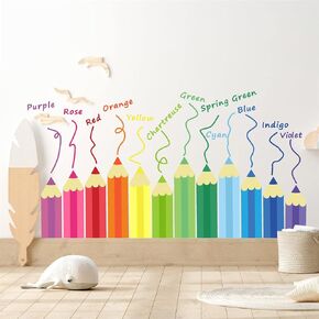 Color Wall Decals Kids Room,Nursery Wall Sticker Peel and Stick,Multicolor Crayons Stickers Classroom Decoration Stickers,Colorful Inspirational Wall Decal for Bedroom Baby room Daycare Playroom Decor