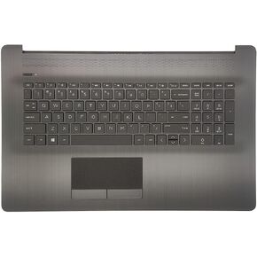Replacement Non-Backlit Keyboard Palmrest Upper Case Top Cover for HP 17-by 17-ca 17t-by 17z-ca Laptop US Layout with 73H0 Touchpad Assembly L22750-001 Gray