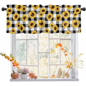 Coffee Theme Window Curtains Valance Rod Pocket Curtain Drapery for Living Room Kitchen Bathroom, Coffee Beans Sugar, Soft&Washable Small Window Treatment Valances, Farmhouse, 1 Panel, 54x18inch