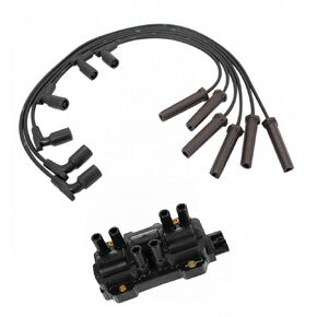 TRQ Ignition Coil Pack & Wire Set Fits 05-09 Hyundai Tucson 05-10 Kia Sportage